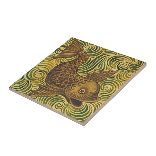 William De Morgan Repro Dolphin Tile (Gesichter re Fliese (Seite)