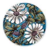 William * De Morgan Sprig von Blume White Aquamari Keramikknauf (Vorderseite)