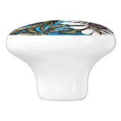 William * De Morgan Sprig von Blume White Aquamari Keramikknauf (Seitenansicht)