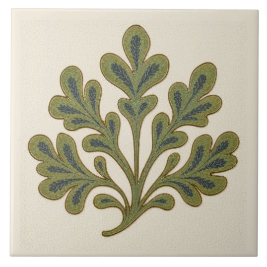 William De Morgan stilistisches Eichenblatt Fliese (Vorderseite)