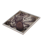 William * De Morgan Tiger und Snake Brown| Fliese (Seite)