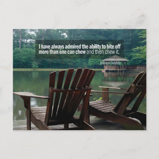 William DeMille Inspiration Zitat "Bite off" Postkarte (Vorderseite)