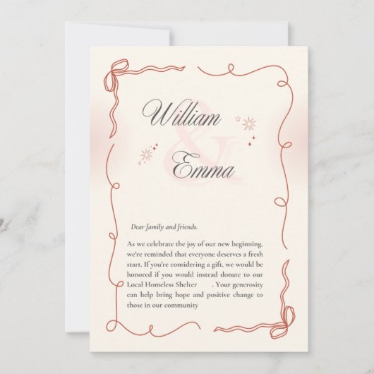 "William & Emma's Heartfelt wedding Card Einladung (Vorderseite)