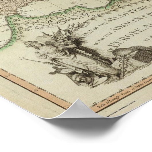 William Faden Mediterranean Map Poster (Ecke)
