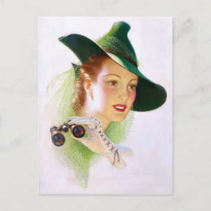 William Fulton Soare: Frau mit Fernglas Postkarte
