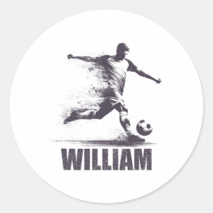 William Fußball Jungen Personalisierter Vorname Wi Runder Aufkleber