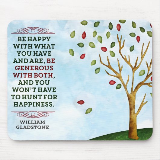 William Gladstone Inspiration Zitat "Glück" Mousepad (Vorne)