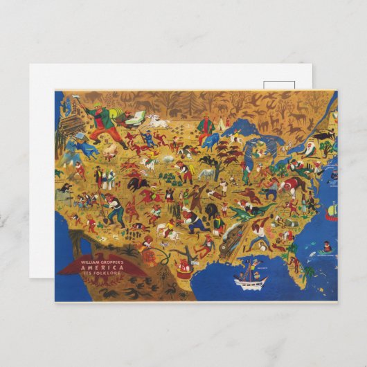 William Groppers Amerika - Cartoon Folklore Postkarte (Vorne/Hinten)