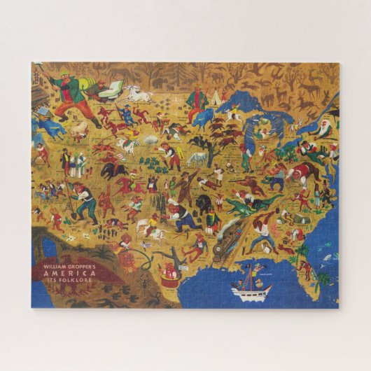 William Groppers Amerika - Cartoon Folklore Puzzle (Horizontal)