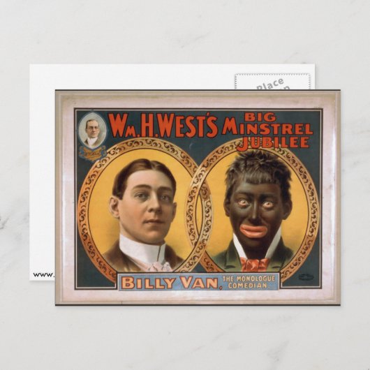 William H. West, Big minstrel Jubilee, 'Billy Van' Postkarte (Vorne/Hinten)