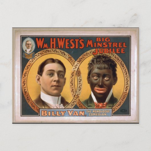 William H. West, Big minstrel Jubilee, 'Billy Van' Postkarte (Vorderseite)