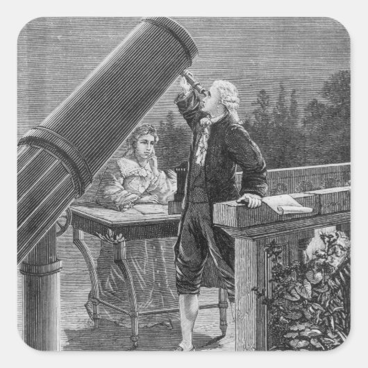 William Herschel entdeckt den Planeten Uranus Quadratischer Aufkleber (Vorderseite)