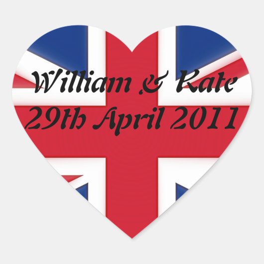 William & Kate - 29. April 2011 Herz-Aufkleber (Vorderseite)