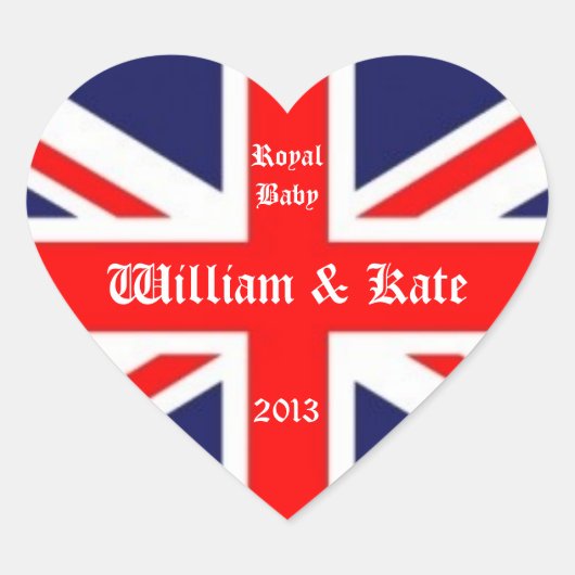 William & Kate/Royal Baby-Union Jack Herz-Aufkleber (Vorderseite)