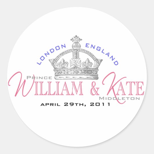 William & Kate Royal Wedding Runder Aufkleber (Vorderseite)