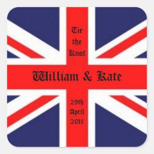 William & Kate Wedding-Union Jack Quadratischer Aufkleber