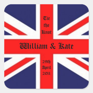William & Kate Wedding-Union Jack Quadratischer Aufkleber