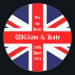 William & Kate Wedding-Union Jack Runder Aufkleber<br><div class="desc">Die britische Union Jack ist so eine großartige Fahne... . und die Königliche Hochzeit hat der Königlichen Familie und Großbritannien wieder Glück gebracht. Wenn du William und Kate Liebe und will,  es zu schreien... Hier ist Ihr Aufkleber zum Gedenken an die Hochzeit des Jahrhunderts!</div>