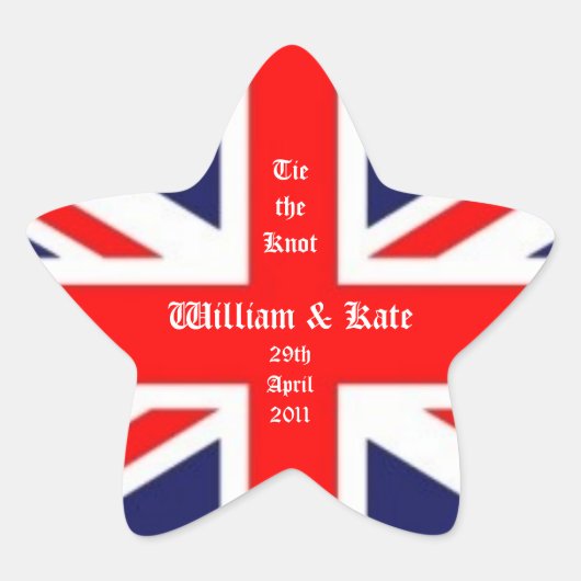 William & Kate Wedding-Union Jack Stern-Aufkleber (Vorderseite)