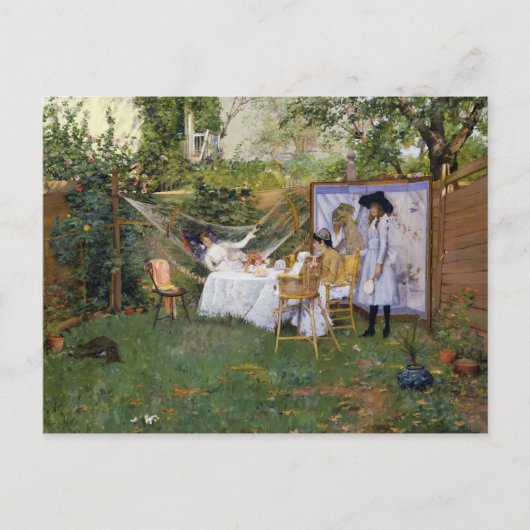 William Merritt Chase - Frühstück im Freien Postkarte (Vorderseite)