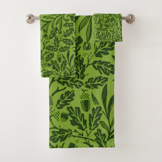 William Mirrors Acorns & oak Blätter Pattern Green Badhandtuch Set (Insitu)