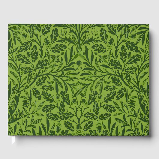 William Mirrors Acorns & oak Blätter Pattern Green Gästebuch (Vorderseite)