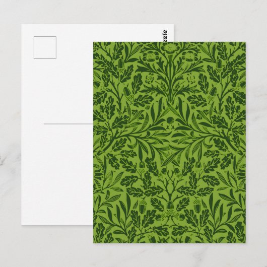 William Mirrors Acorns & oak Blätter Pattern Green Postkarte (Vorne/Hinten)