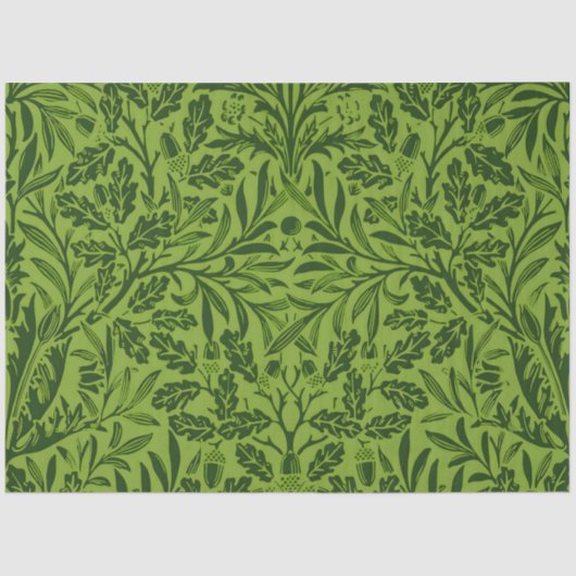William Mirrors Acorns & oak Blätter Pattern Green Seidenpapier (Vorderseite)