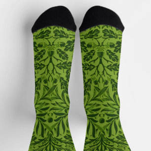 William Mirrors Acorns & oak Blätter Pattern Green Socken
