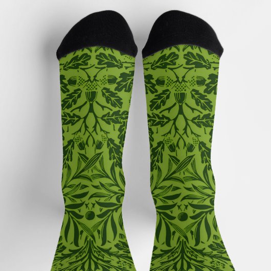 William Mirrors Acorns & oak Blätter Pattern Green Socken (Oben)