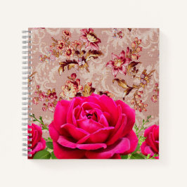 William Moris Botanisches Muster mit Foto-Rose Notizblock