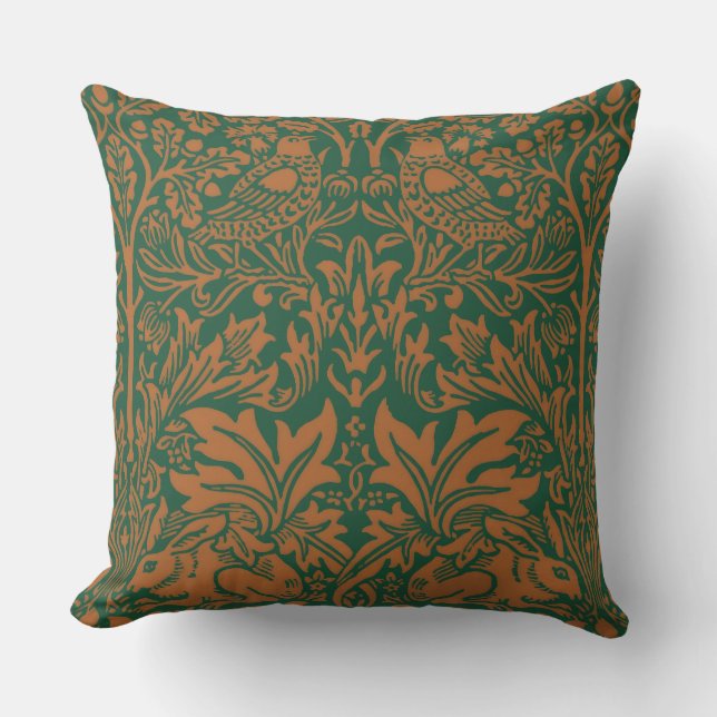 William Morris 1881 Vögel, Kaninchen-Muster Kissen (Vorderseite)