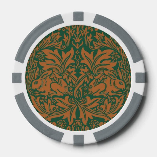 William Morris 1881 Vögel, Kaninchen-Muster Pokerchips (Vorderseite)