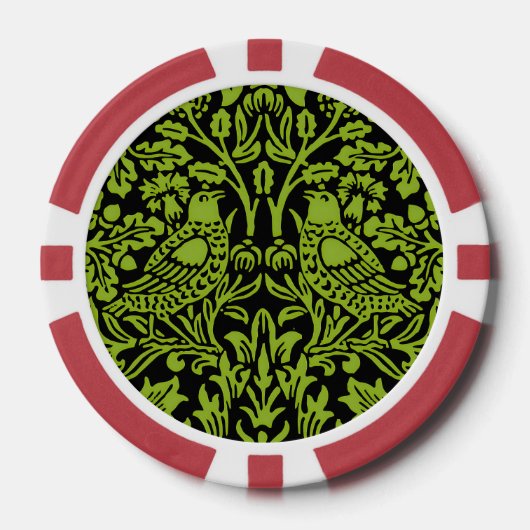 William Morris 1881 Vögel, Kaninchen-Muster Pokerchips (Vorderseite)