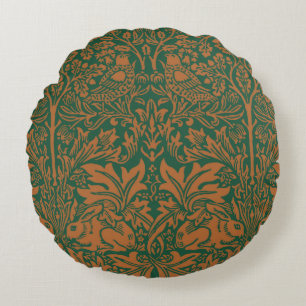 William Morris 1881 Vögel, Kaninchen-Muster Rundes Kissen