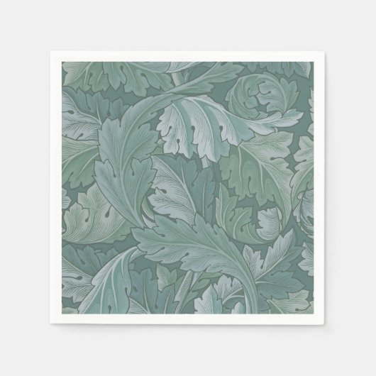 William Morris Acanthus-Blatt Teal Blau Muster Serviette (Vorderseite)
