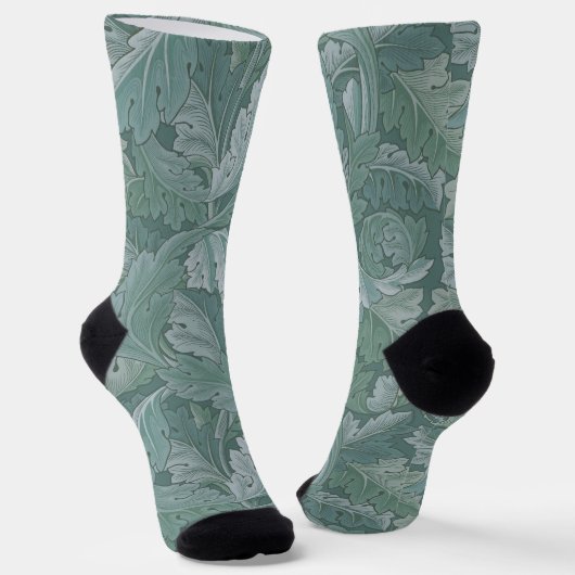 William Morris Acanthus-Blatt Teal Blau Muster Socken (Gewinkelt)