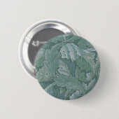 William Morris Acanthus-Blatt Tealblau-Muster Button (Vorne & Hinten)