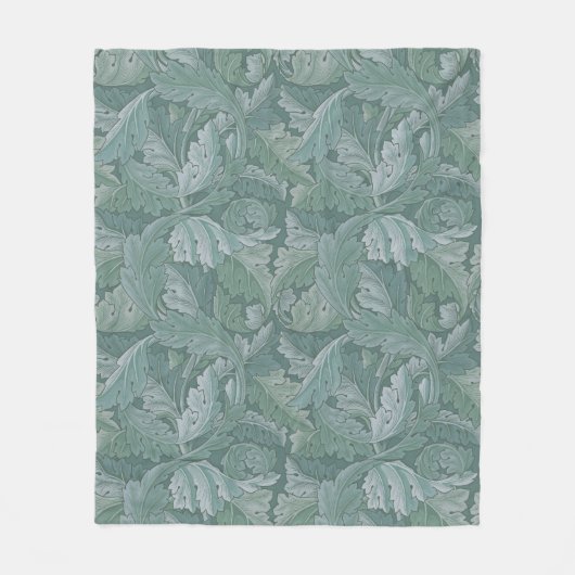 William Morris Acanthus-Blatt Tealblau-Muster Fleecedecke (Vorderseite)