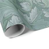 William Morris Acanthus-Blatt Tealblau-Muster Geschenkpapier (Rolleneckpunkt)