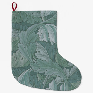 William Morris Acanthus-Blatt Tealblau-Muster Großer Weihnachtsstrumpf