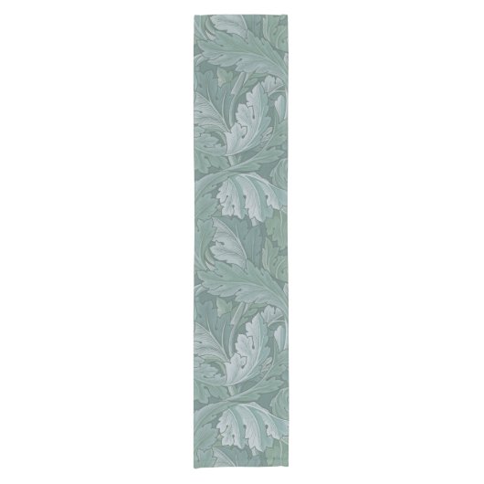 William Morris Acanthus-Blatt Tealblau-Muster Kurzer Tischläufer (Vorderseite)