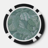 William Morris Acanthus-Blatt Tealblau-Muster Pokerchips (Rückseite)