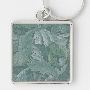 William Morris Acanthus-Blatt Tealblau-Muster Schlüsselanhänger