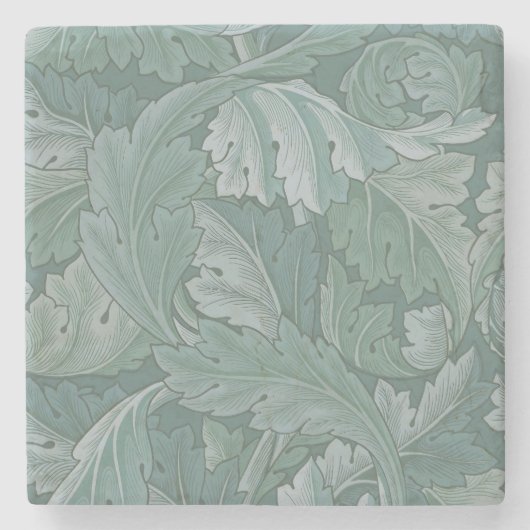William Morris Acanthus-Blatt Tealblau-Muster Steinuntersetzer (Vorderseite)