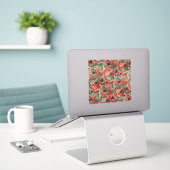 William Morris Acanthus Botanical Red Green Aufkleber (Laptop auf Schreibtisch)