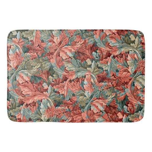 William Morris Acanthus Botanical Red Green Badematte (Vorderseite)