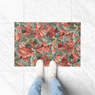William Morris Acanthus Botanical Red Green Fußmatte