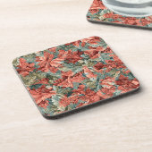William Morris Acanthus Botanical Red Green Getränkeuntersetzer (Linke Seite)