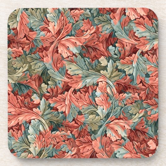 William Morris Acanthus Botanical Red Green Getränkeuntersetzer (Vorderseite)